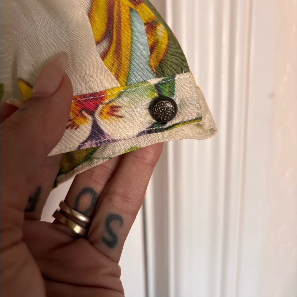 Floral Kimono House Coat with Pink Tie and Beading - Picture 8 of 9